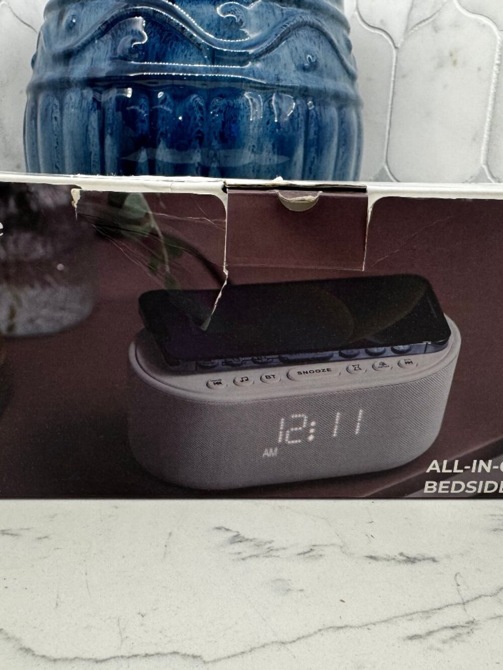 Odokee UE268S Sound Machine Alarm Clock Wireless Charger Bluetooth Speaker Gray